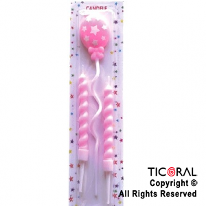 VELA GLOBO ROSA x 3 UNIDADES